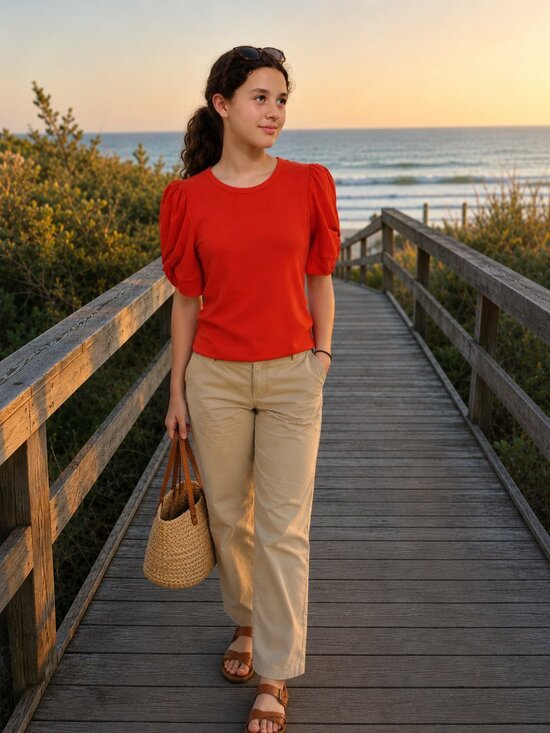 Karen Kane Tops - Karen Kane Hemp and Organic Cotton Puff Sleeve Tee